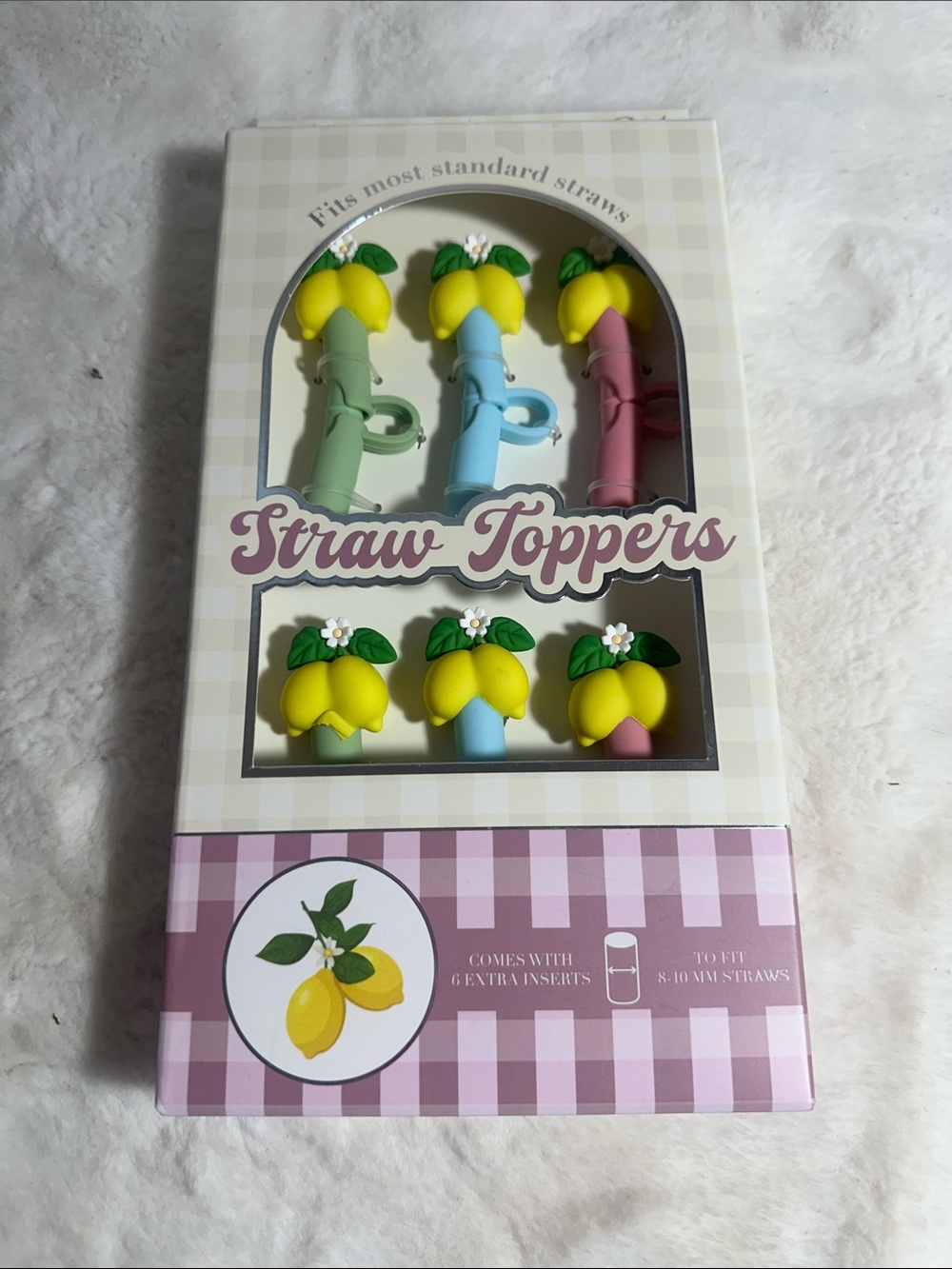 Wellness lemon straw toppers set of 6